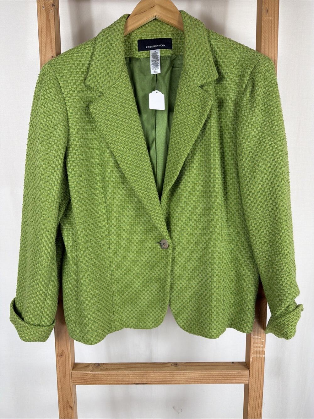 Vintage Y2K Jones New York Green Cuffed Sleeve Blazer #1332 Size XL